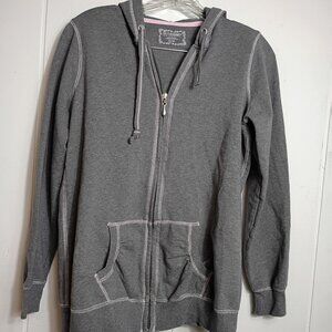 Motherhood Maternity Gray Hoodie Jacket Pink Trim Womens Medium Cozy Loungewear